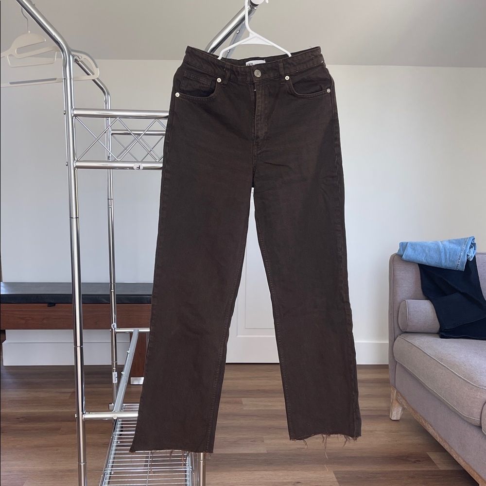 Zara Dark Brown Straight Leg Jeans